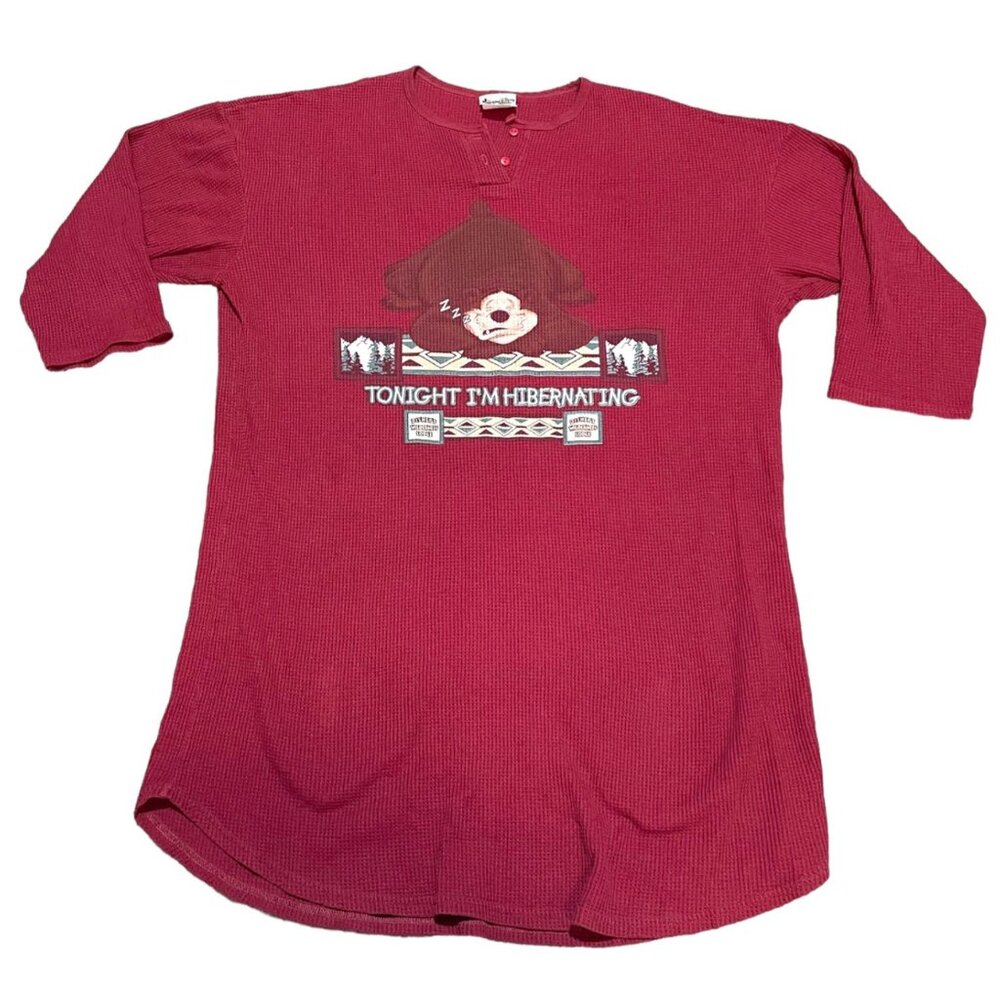 Wilderness Lodge Vintage Disney One Sz Tonight Im Hibernating Bear Red Nightgown